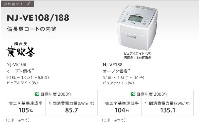 MITSUBISHI三菱電機已完售,MITSUBISHI NJ-VE108-W (日本國內款):::2017,日本製,三菱電機IH電子鍋,炭炊釜,5.5合炊き,6人份,2層厚釜,連続沸騰,五重全面加熱,刷卡或3期,NJVE108::金響電器‧金響日貨:::歡迎蒞臨金響門市參觀選購