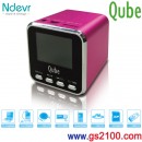 已完售,Ndevr SP-JU-08/Pink粉紅色(公司貨):::Qube攜帶型時尚音樂播放器+FM+插MicroSD卡+Line in+喇叭